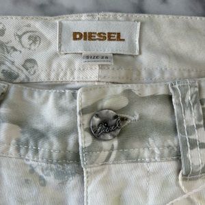Diesel Mini Skirt in cream with sage/grey pattern in size 28.